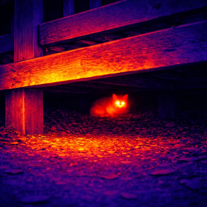 Ground thermal scan for missing indoor cat recovery
