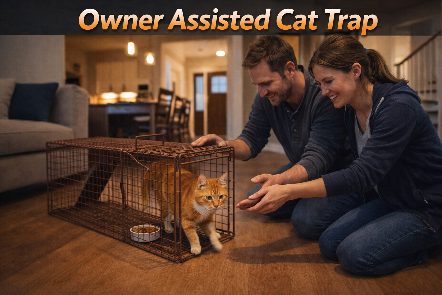Owner-assisted cat trapping and monitoring service