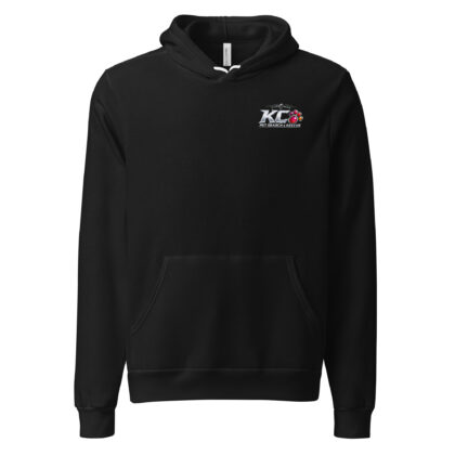 Black KC Pet Search & Rescue pullover hoodie with the KCPSR paw logo
